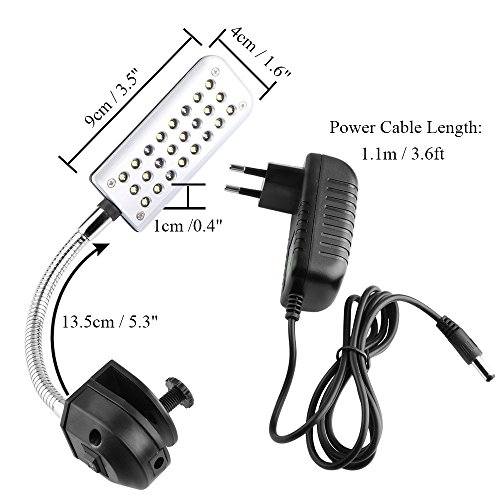ONEVER Lámpara del Tanque de Pescado de la luz de la Abrazadera del Acuario, 2 Modo Azul y Blanco, 1.5W 24 llevó con el Enchufe de la UE