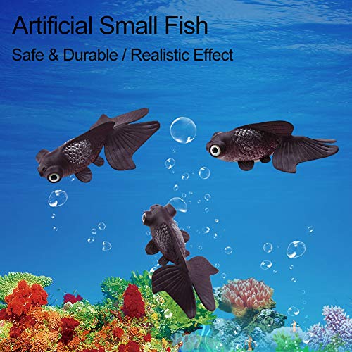 oueaen Adorno de Tanque-Decoración de Acuario Divertido Adorno de pecera de pez pequeño de Silicona Artificial(No. 6 pez Dorado marrón)
