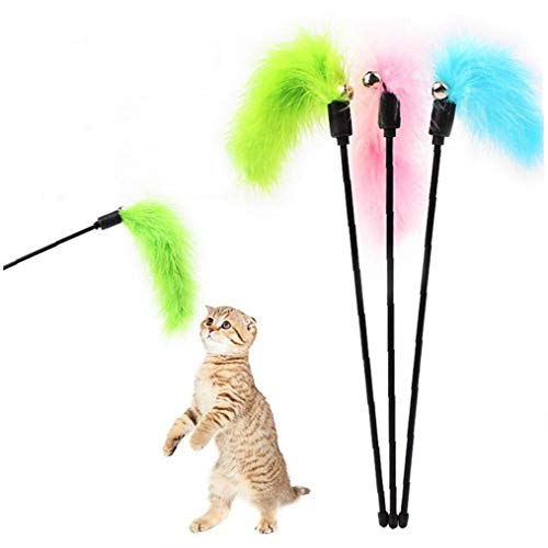 Oulensy Juguete Interactivo Gato Color Al Azar Juguete Interactivo Premium para Mascotas Plumas De Pavo Colorido del Gato Se Pega Tease Dropship