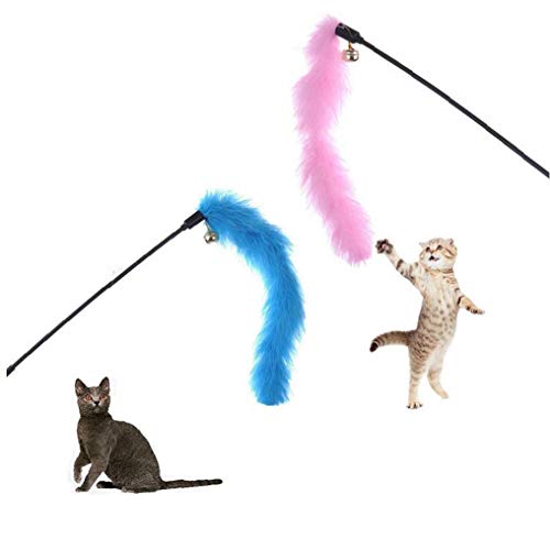 Oulensy Juguete Interactivo Gato Color Al Azar Juguete Interactivo Premium para Mascotas Plumas De Pavo Colorido del Gato Se Pega Tease Dropship