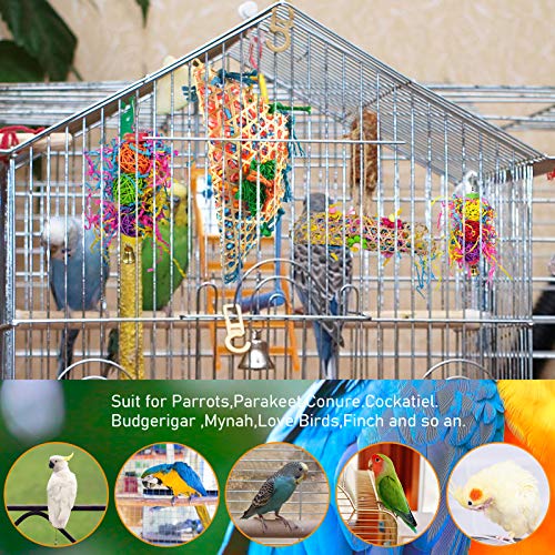 O'woda 3 Piezas Juguetes para Pajaros para Masticar, Colgar Juguetes de Jaula de Loros, Pericos, Periquitos, Agapornis, Cacatúas, Cotorras, Pinzones, Guacamayos, Cacatúa Africana Gris