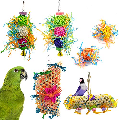 O'woda 3 Piezas Juguetes para Pajaros para Masticar, Colgar Juguetes de Jaula de Loros, Pericos, Periquitos, Agapornis, Cacatúas, Cotorras, Pinzones, Guacamayos, Cacatúa Africana Gris