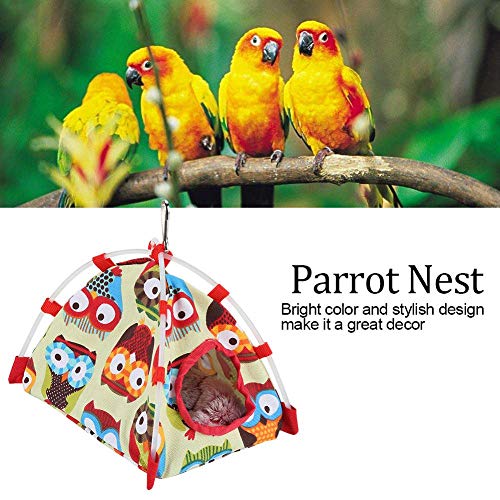OyunngsInvierno cálido Nido de pájaro, Loro Nido a Prueba de Viento cálido Refugio cabaña Jaula Cama Cueva para Mascota pájaro(S-Búho)