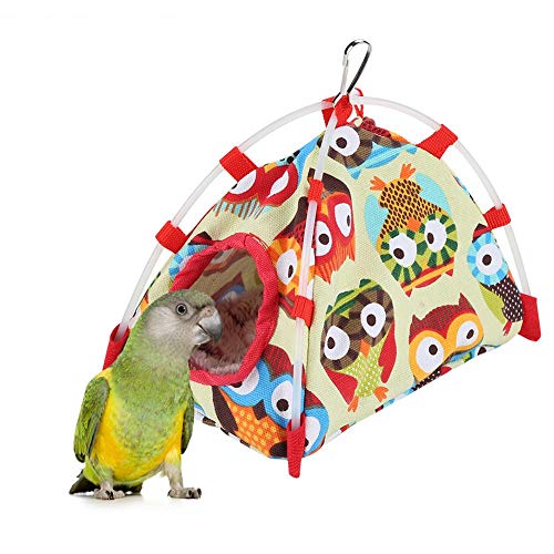 OyunngsInvierno cálido Nido de pájaro, Loro Nido a Prueba de Viento cálido Refugio cabaña Jaula Cama Cueva para Mascota pájaro(S-Búho)
