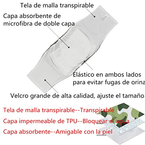 Pañales Lavables para Perros Pañales de Perro Macho Bandas de Vientre de Perro (L, 3 pañales)