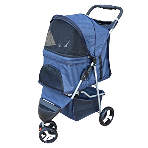 Papilioshop Balto - Cochecito plegable para perro mascota gato (azul)