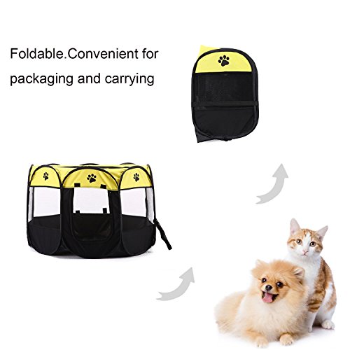 Parque para mascotas Bworppy: tienda de campaña plegable, resistente al agua, con pantalla extraíble - Corral para perro, gato o cachorros.