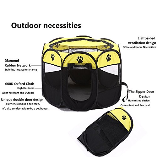 Parque para mascotas Bworppy: tienda de campaña plegable, resistente al agua, con pantalla extraíble - Corral para perro, gato o cachorros.