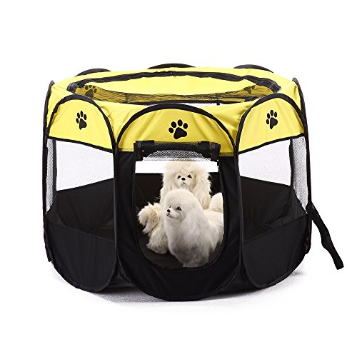 Parque para mascotas Bworppy: tienda de campaña plegable, resistente al agua, con pantalla extraíble - Corral para perro, gato o cachorros.