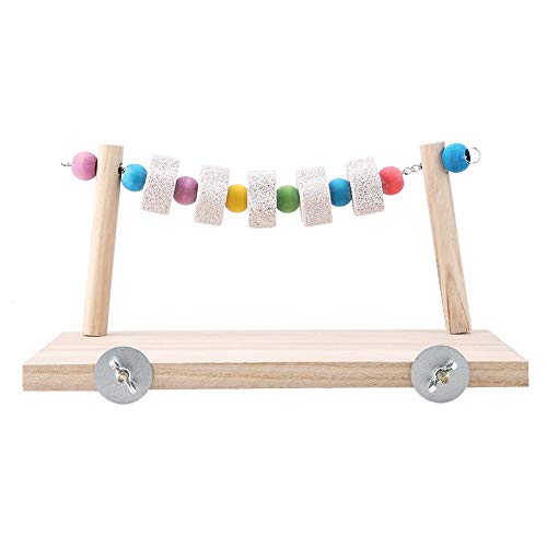 Parrot Standing Platform Toys, Pet Birds Cuidado de los Dientes Mineral Stone Chew Molar Toy Cockatiels Periquitos Soporte de Madera Perca Percha Loro Hámster Columpio de Animales pequeños Trampolín