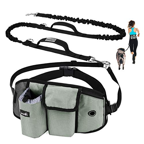Pecute Correa Running Perro Correa Manos Libres para Perros Grande Proteger la Cintura con Costuras Reflectantes, Cinturones de Cintura Ajustables, Endure 110kg