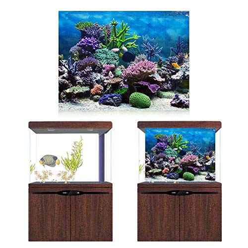 Pegatinas adhesivas de PVC para decoración de peceras, decoración de fondo de acuario, diseño de fondo de coral bajo el agua, 61 x 30 cm