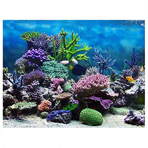 Pegatinas adhesivas de PVC para decoración de peceras, decoración de fondo de acuario, diseño de fondo de coral bajo el agua, 61 x 30 cm