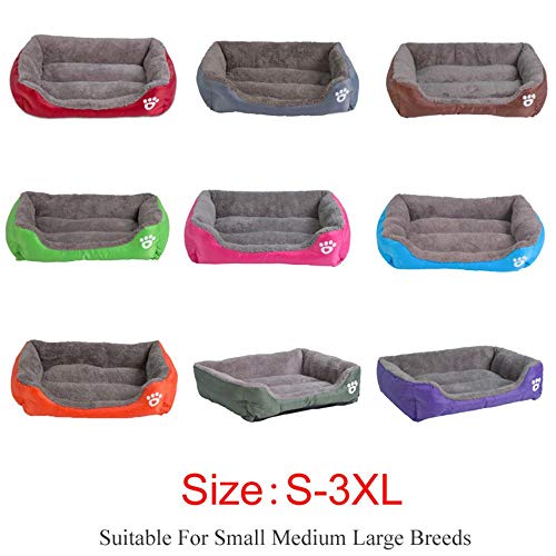 PENVEAT S-3XL 9 Colores Paw Pet Sofá Camas para Perros Parte Inferior Impermeable Suave vellón Cálido Gato Cama Casa Petshop Cama Perro, Verde, M