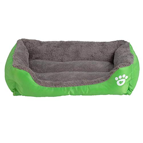 PENVEAT S-3XL 9 Colores Paw Pet Sofá Camas para Perros Parte Inferior Impermeable Suave vellón Cálido Gato Cama Casa Petshop Cama Perro, Verde, M