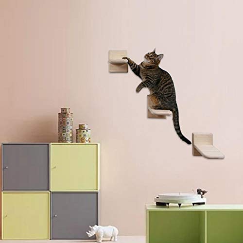 perfeciti 3PCS 12 19cm Gatos Escalada En La Pared | Escaleras Y Peldaños De Madera para Gatos | Escalera para Gatos DIY | Tumbona De Pared para Gatos