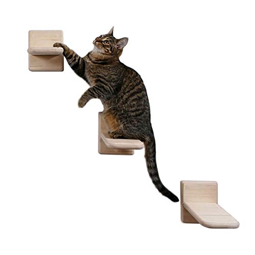perfeciti 3PCS 12 19cm Gatos Escalada En La Pared | Escaleras Y Peldaños De Madera para Gatos | Escalera para Gatos DIY | Tumbona De Pared para Gatos