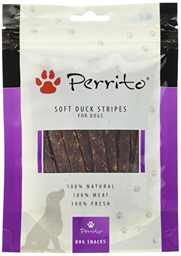 Perrito Perros Fuga erli Soft Duck Stripes, pato tierna Carne en tiras de fina, 100 g