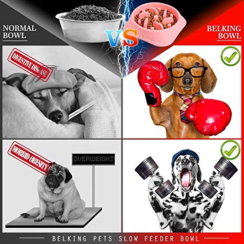 Perro de Mascota Slow Food Bowl Anti-estrangulación Bowl Mascotas Suministros Perros grandes y pequeños Perder peso para ayudar a la digestión Utensilios Para Mascotas Slow Eating Dog Bowl (rosado)