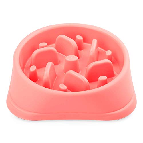 Perro de Mascota Slow Food Bowl Anti-estrangulación Bowl Mascotas Suministros Perros grandes y pequeños Perder peso para ayudar a la digestión Utensilios Para Mascotas Slow Eating Dog Bowl (rosado)