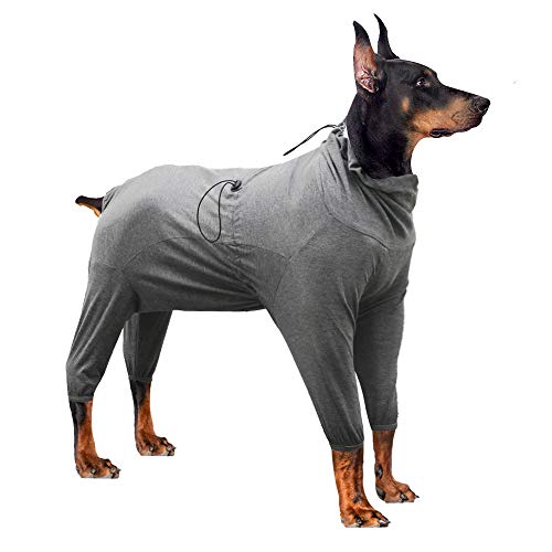 Perro de recuperación quirúrgica Traje de Camisas para Perros de Manga Larga Mantener al Perro de lamer heridas Protector Abdominales después de la cirugía Desgaste de(Gris,l)