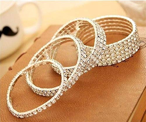Perro Gato 1pcs Mini Pet Crystal Rhinestone Gargantilla Collares Fantasía Chihuahua Estiramiento Collar del Perro del Arnés Duradero (Color : Silver, Size : Four Layer)