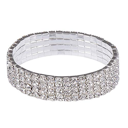 Perro Gato 1pcs Mini Pet Crystal Rhinestone Gargantilla Collares Fantasía Chihuahua Estiramiento Collar del Perro del Arnés Duradero (Color : Silver, Size : Four Layer)