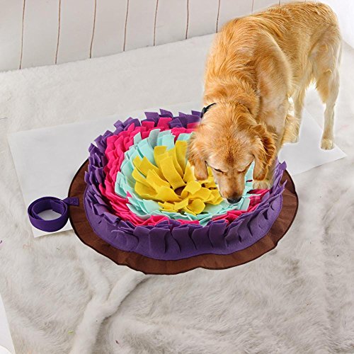 Perro redondo Cojín olfateador para mascotas Colada lavable Manta de alimentación Perros de juguete Juguete Alfombra para mascotas Alfombra interactiva Alfombrillas interactivas para perros Multicolor