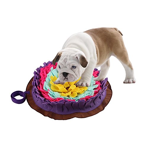Perro redondo Cojín olfateador para mascotas Colada lavable Manta de alimentación Perros de juguete Juguete Alfombra para mascotas Alfombra interactiva Alfombrillas interactivas para perros Multicolor