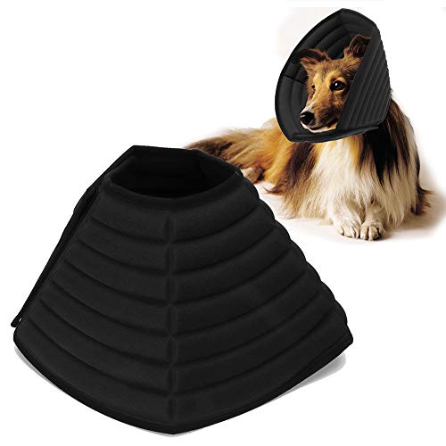 Pet Elizabeth Circle Dog Protector Anti-mordida Collar isabelino Ligero para Cachorros Perros pequeños y Gatos Patrón de Hueso(S-Negro)