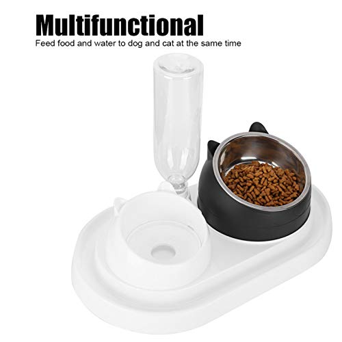 Pet Fun Feeder Food Bowl 2 en 1 Dispensador de Comida Tazón de Comida Multifuncional y dispensador de Agua Comedero para Mascotas para Perros y Gatos(Negro + Blanco)