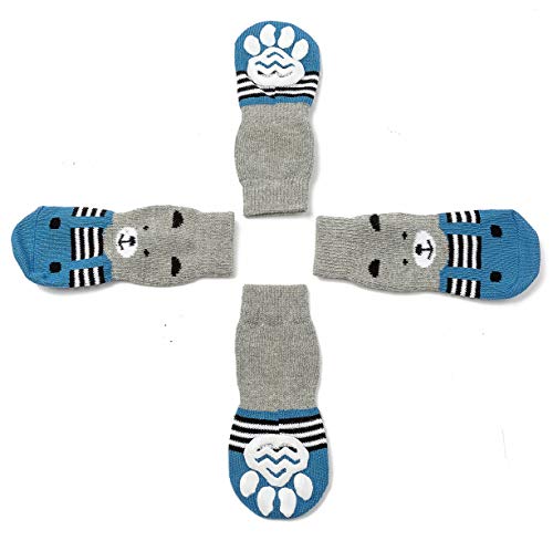 Pet Heroic 6 tamaños Calcetines antideslizantes para perros gatos, Protectores de patas para perros gatos, control de tracción para el uso en interiores, ajuste para perros extra pequeños a grandes