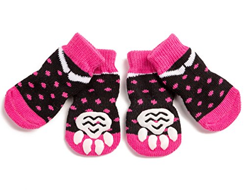 Pet Heroic 6 tamaños Calcetines antideslizantes para perros gatos, Protectores de patas para perros gatos, control de tracción para el uso en interiores, ajuste para perros extra pequeños a grandes