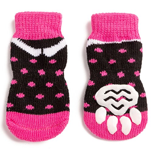 Pet Heroic 6 tamaños Calcetines antideslizantes para perros gatos, Protectores de patas para perros gatos, control de tracción para el uso en interiores, ajuste para perros extra pequeños a grandes