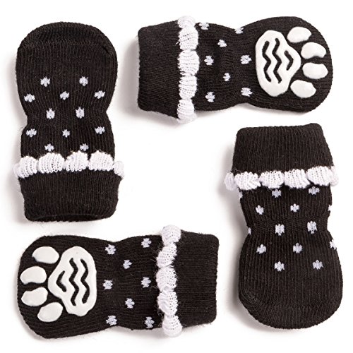 Pet Heroic 6 tamaños Calcetines antideslizantes para perros gatos, Protectores de patas para perros gatos, control de tracción para el uso en interiores, ajuste para perros extra pequeños a grandes