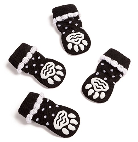 Pet Heroic 6 tamaños Calcetines antideslizantes para perros gatos, Protectores de patas para perros gatos, control de tracción para el uso en interiores, ajuste para perros extra pequeños a grandes