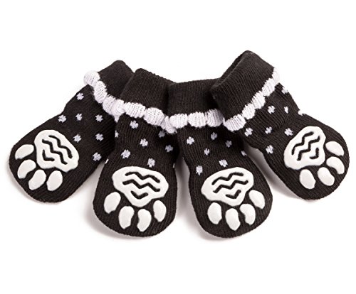 Pet Heroic 6 tamaños Calcetines antideslizantes para perros gatos, Protectores de patas para perros gatos, control de tracción para el uso en interiores, ajuste para perros extra pequeños a grandes