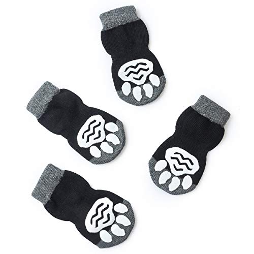 Pet Heroic 8 tamaños Calcetines antideslizantes para perros gatos, Protectores de patas para perros gatos, control de tracción para el uso en interiores, ajuste para perros extra pequeños a grandes