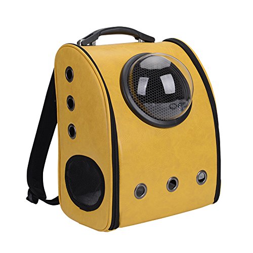 Pet Online Mochila / hombro cápsula astronauta Transportin para perro y gato transpirable de bolsa de viaje para mascotas perros gatos, amarillo