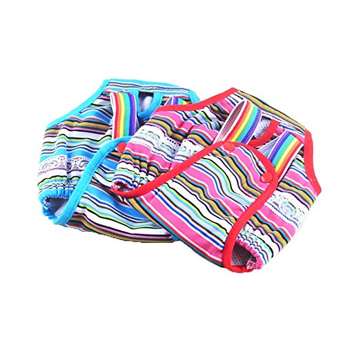 Pet Online Temporada perro calor pañales bragas pañal hembra puede ser acolchada correa lindo perro pequeño pantalón menstruación anti acoso pantalones de seguridad, azul, M