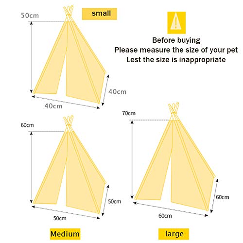 PETAMANIM Petit Tipi pour Chien et Chien Maison ou Tente Avec Embout pour Chien ou Animal de Compagnie Amovible et Lavable Avec Matelas,Blanco,Large