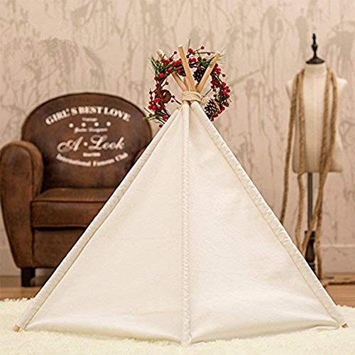PETAMANIM Petit Tipi pour Chien et Chien Maison ou Tente Avec Embout pour Chien ou Animal de Compagnie Amovible et Lavable Avec Matelas,L