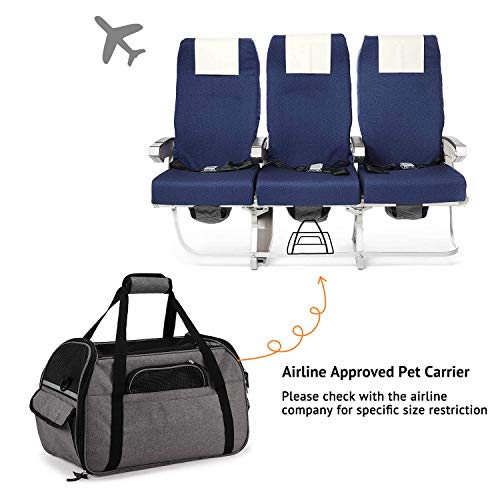 Petcomer Transportín para Perros Y Gatos Portador del Mascota Bolsa de Malla Transpirable de Viaje Bolso de Hombro(Gris, L 48x25x33 cm)