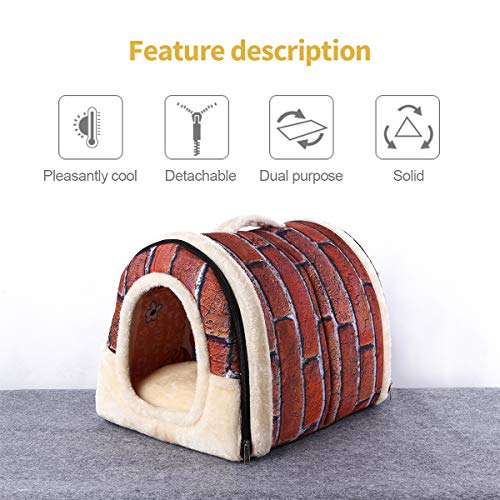 PETCUTE Casa Cama para Perros Casa para Mascotas Caseta para Perro Gato Interior con Cojín removible