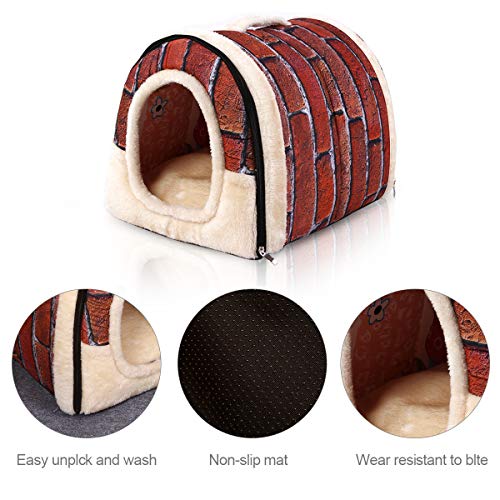 PETCUTE Casa Cama para Perros Casa para Mascotas Caseta para Perro Gato Interior con Cojín removible