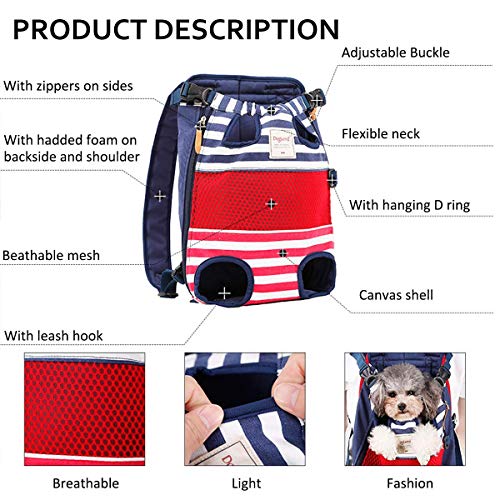 PETCUTE Mochilas para transportador Perros Grandes y Medianas Piernas Bolsa de Transporte para Mascotas Gatos Ajustable para para Caminatas, Viajes Soporte de hasta 12 kg