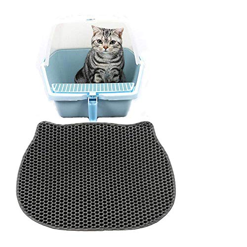 PETEMOO Arena para Gatos Estera,Doble Capa de Nido de Abeja |Proteja el Piso y la Alfombra Fácil de Limpiar | Bandeja para la Basura de Gatos