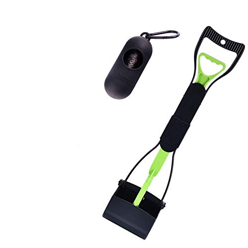 Petilleur Recogedores de Excrementos de Perro Plegable Pooper Scooper con Bolsas de Caca y Dispensador de Bolsas, 60cm