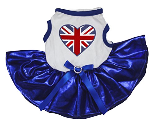 Petitebelle British Heart - Vestido para perro, diseño de estrellas azules