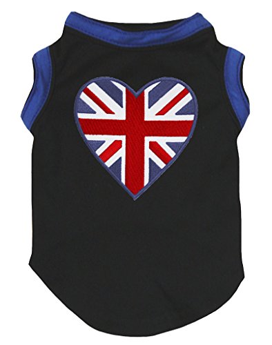 Petitebelle - Vestido para Perro, diseño de corazón británico, Color Azul y Negro